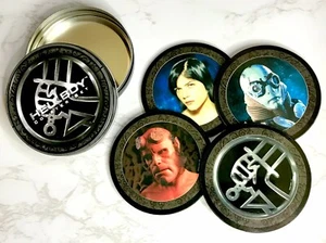 HELLBOY COASTER SET with Abe & Liz movie photo in BPRD logo tin Dark Horse 2004 - Picture 1 of 12