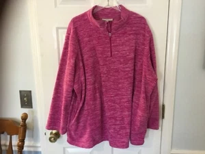 Woman Within Sweatshirt/Sweater 2X Pink Heather Long Sleeve 1/4 Zip Pullover - Picture 1 of 3