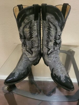 Corral Women's Gray Leather &Black  Sequin Cowboy Boots. Size 10M,Cond.is V.Gd  - Image 1 of 4