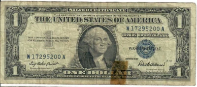 1957 1$ Silver Certificate - Blue Seal, Motto - IBP/RBA W17295200A - #13510 - Image 1 of 2