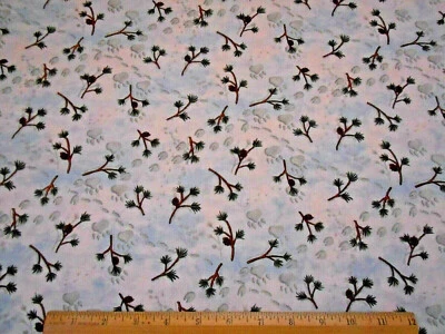 Tela de Navidad por yarda alce animales estampados pino sobre crema algodón SSI #30 de colección #C Foto 1 de 2