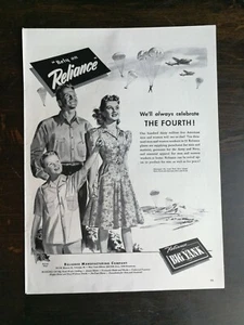 Anuncio original de colección 1943 Reliance Manufacturing Company Big Yank página completa de la Segunda Guerra Mundial - Imagen 1 de 1