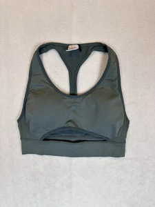 Superdry Womens Sports Bra - Size 8 US - Khaki Green - Polyamide/Elastane - Picture 1 of 13