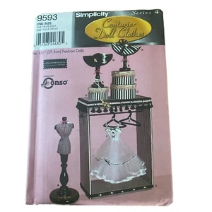 Muñeca modisto Simplicity 9593 vintage ACCESORIOS para patrón de costura de 15 1/2" UC - Imagen 1 de 2