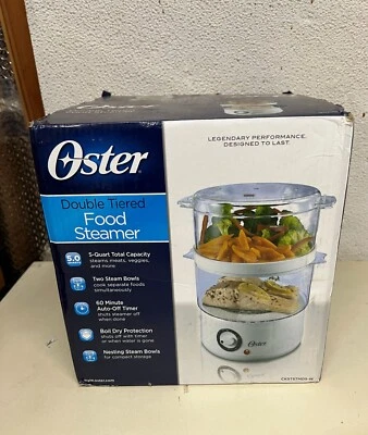 New Open Box Oster Double Tiered 5 quart White Food Steamer CKSTSTMD5-W-015 - Image 1 of 2