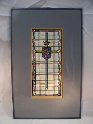 Impresión de vitral escudo cristiano corona y cruz por C. Schattauer Kelm  Foto 1 de 4