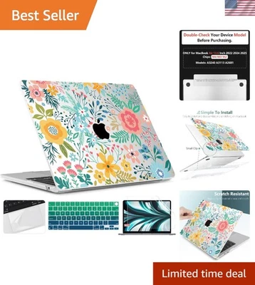Elegante Funda Patrón Flor con Protector de Pantalla para MacBook Air 13.6" M4 M3 M2 Foto 1 de 4