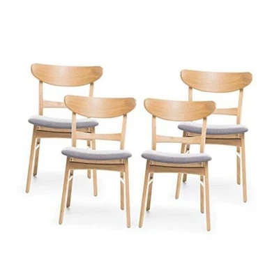  Sillas de comedor modernas de mediados de siglo brezo (juego de 4), gris oscuro, roble natural Foto 1 de 4