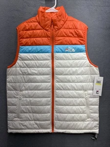 FILA 1911 Men Tri Vest Trek Pockets Multicolor White Orange Blue Hip Hop Medium - Picture 1 of 15