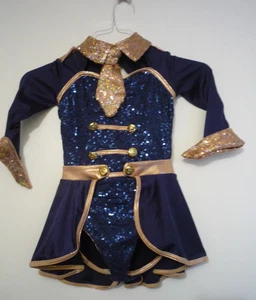 HALLOWEEN MAJORETTE KOSTÜM - PAILLETTEN - KNÖPFE - RAZZLE SCHILLERSTAB !!!!GR. 8/10-KIND - Bild 1 von 6