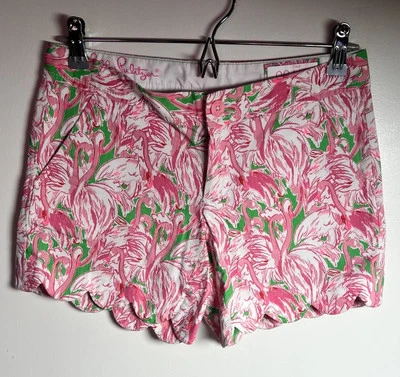 Pantalones Cortos Lilly Pulitzer Mujer Talla 00 The Buttercup Dobladillo Vieira Estampado Flamenco Foto 1 de 4