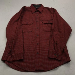 VINTAGE Woolrich Shirt Mens Large Red Black Buffalo Plaid Wool Flannel 90s - Picture 1 of 8