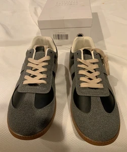 Evellyhootd Men's 70s German Army Trainer Shoe, Style# 7101, Size 11, Black/Grey - Picture 1 of 7