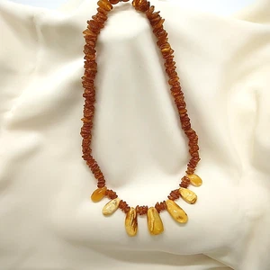 Natural Semi-Precious Stone Baltic Amber Necklace w/Butterscotch Stones, 50cm L - Picture 1 of 14