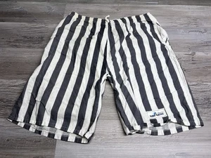 Vintage 80s 90s Surf King Sz Large Nautical Striped Swim Trunks Lined Blue White - Picture 1 of 8