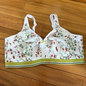 Lane Bryant Cacique White Floral Unlined Full Coverage No Wire Bra Size 44DDD - Picture 1 of 7