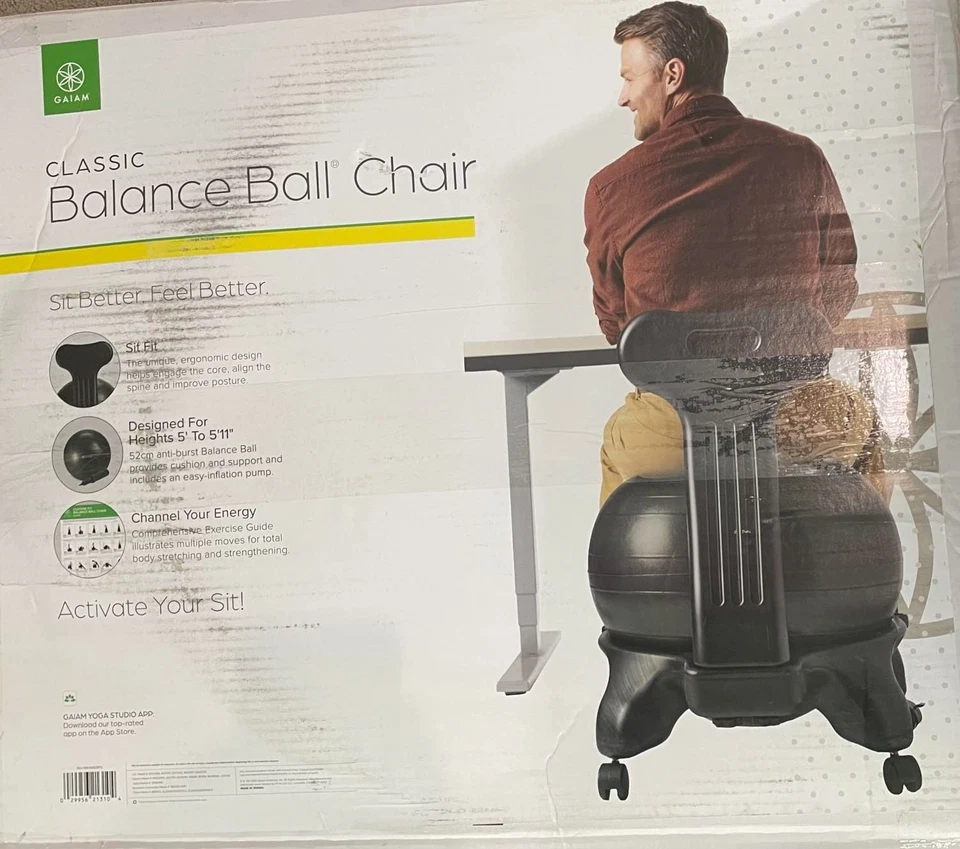 Silla Gaiam Balance Ball: Silla clásica de yoga con bola de 52 cm, bomba, guía negra Foto 1 de 1