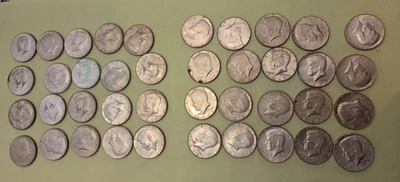 2 rollos de monedas de medio dólar Kennedy 40% de plata 1965 - 1968 (40 monedas) Foto 1 de 4