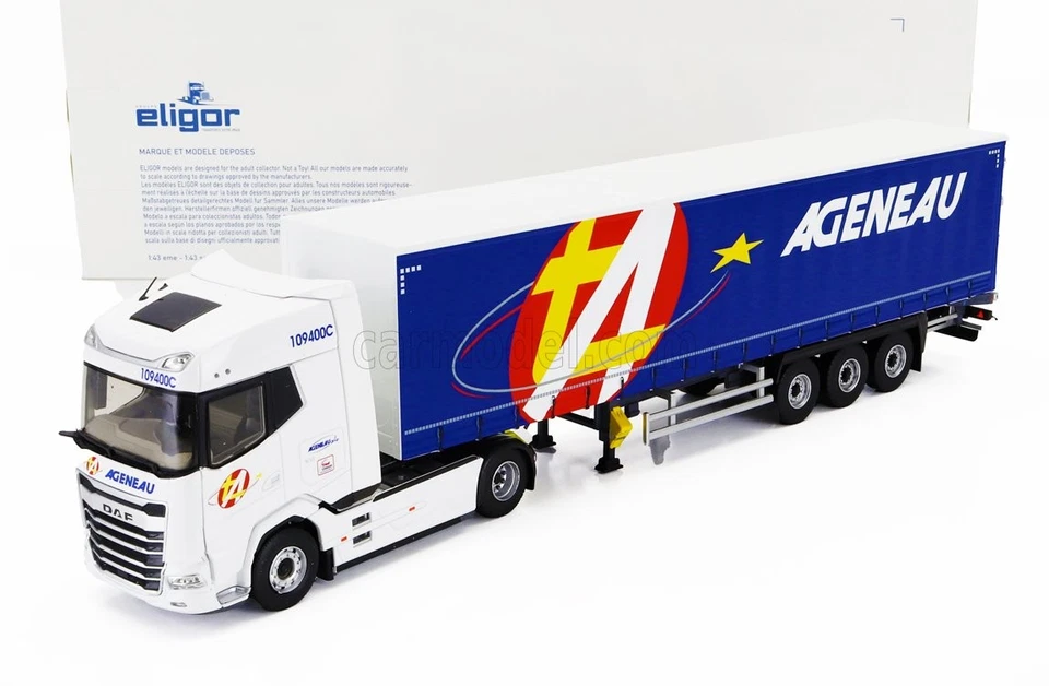 ELIGOR 118205 DAF - XG TRUCK TELONATO AGENEAU TRANSPORTS 2021 - WHITE BLUE - 1/4