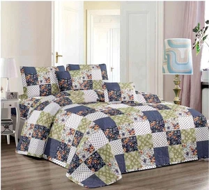 Floral Bedspread Quilt Multicolor Bedding Set Soft Quilted 3 piece Queen Size - Picture 1 of 9