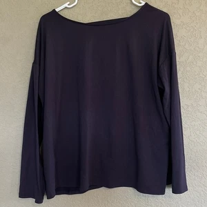 J. Jill Fit Dropped Shoulder Boat Neck Crossover-Back Tee Purple Womens M Petite - Picture 1 of 7