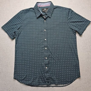 Camicia Panno Burro Uomo Grande Regular Fit Bottoni Blu Verde Cotone Elasticizzato - Foto 1 di 10