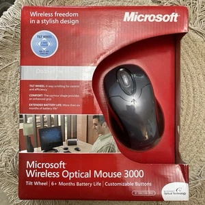 Microsoft Wireless Optical Mouse 3000 Silver Mac PC USB or PS/2 Tilt Wheel 4 Way - Picture 1 of 2