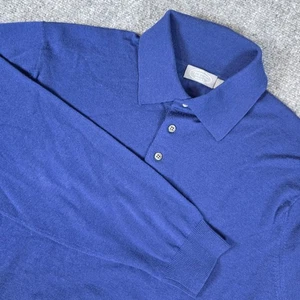 Talbots Herren Langarm Wolle Poloshirt Blau Größe L Freizeit Komfort - Bild 1 von 11