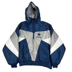 Vintage 90s Pro Player Dallas Cowboys Winter Puffer hooded Jacket Mens 2XL - Picture 1 of 8