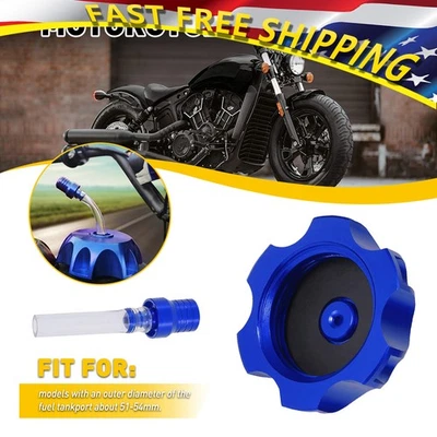 Blue Motorcycle CNC Tank Gas Fuel Cap Cover Pipe for Kawasaki KX65 KX85 EOM - Image 1 of 4