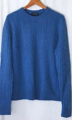 ALLEN SOLLY Mens Blue Cashmere RndNck Swtr 46 In Chst 26 In Lng Sz XL EXC - Image 1 of 3