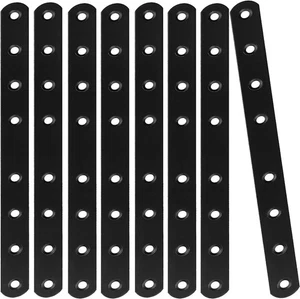12-Pack Black Mending Plates, 10" Heavy Duty Metal Brackets for Wood Repair - Picture 1 of 5