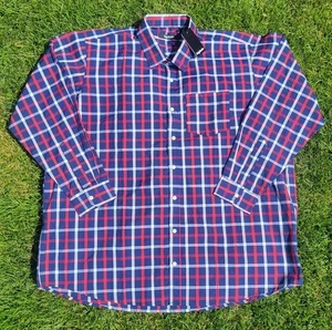 Big Dude Brand 3XL Navy/Red Button Down Long Sleeve Shirt NEW - Picture 1 of 4