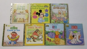Small First LITTLE GOLDEN BOOK LOT 7 Mickey Pooh Mother Goose Sesame Street - Picture 1 of 3