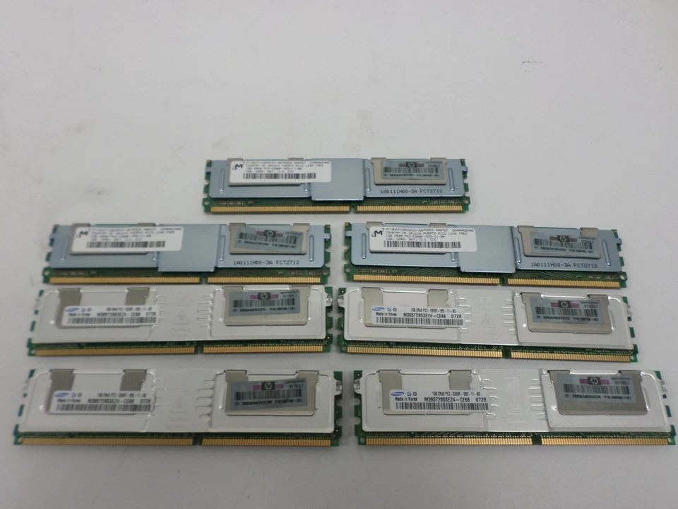 Lot of 7 Micron 1GB PC2-5300 667MHz DDR2 CL5 Memory MT18HTF12872FDY-667D5D3 - Image 1 of 4