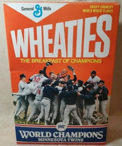 Minnesota Twins 1987 - Caja de cereales de trigo de los Campos de la Serie Mundial - sin abrir - Imagen 1 de 6