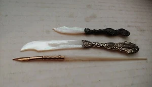 2 Perlmutt Brieföffner silberne Griffe und Tintenschreiber  - Bild 1 von 4