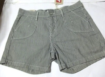 NUEVO Levi Strauss Talla 10 515 Pantalón Corto Denim Negro Blanco Rayas Jeans Pantalones Cortos tiro Medio Foto 1 de 2