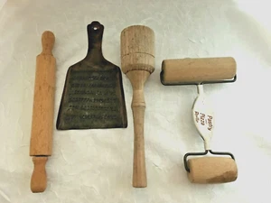 VTG Kitchen Tools Utensils Gadgets Old Rustic Farmhouse Decor Primitive 4-pc Set - Picture 1 of 2