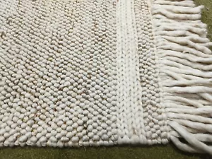 Alfombras de yute 3x5 pies hechas a mano 100% lana acolchada a mano para deco... - Imagen 1 de 7