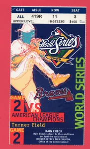 NICE! 1999 WORLD SERIES GM #2 TICKET STUB-YANKEES/BRAVES-JETER - Picture 1 of 1