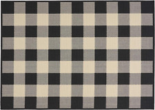 Jessica Outdoor 5'3" X 7' Check Area Rug, Black and Ivory