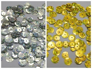 2000 Silver Gold Hologram 10mm CUP round loose sequins Paillette sewing Wedding - Picture 1 of 7