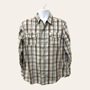 Machine Men's Pearl Snap Button Up Long Sleeve Shirt Mens Large Plaid Western - Picture 1 of 10
