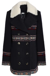 TALITHA Navy Boho Double Breasted Coat Size 10 AU Winter Outings - Picture 1 of 5