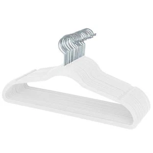 Slim Velvet Plastic Clothes Hangers, 25 Count, White - Picture 1 of 8