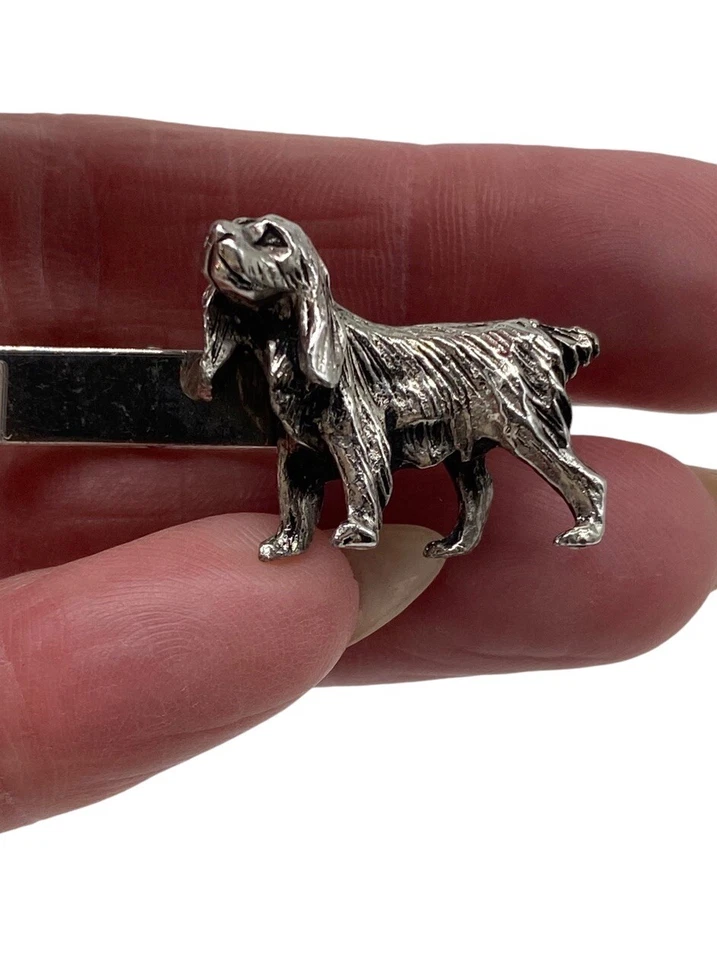 EMMONS Tie Clip Clasp Dog Puppy Irish Setter Silver Tone Gordon English Vintage - Image 1 of 4