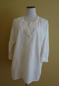 Women's Unbranded White Linen Blend 3/4 Sleeve Blouse Tunic in size XL - Picture 1 of 6