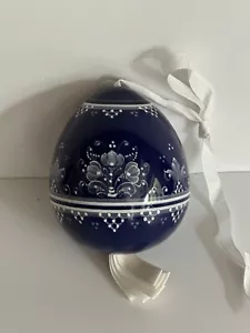 Fajans Majolica Hand Painted Cobalt Blue Egg - Picture 1 of 9