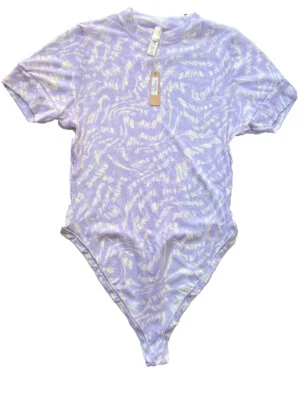 Skims Women’s Summer Mesh Lilac Swirl T-Shirt Bodysuit Kim Kardashian Size 3X - Image 1 of 4